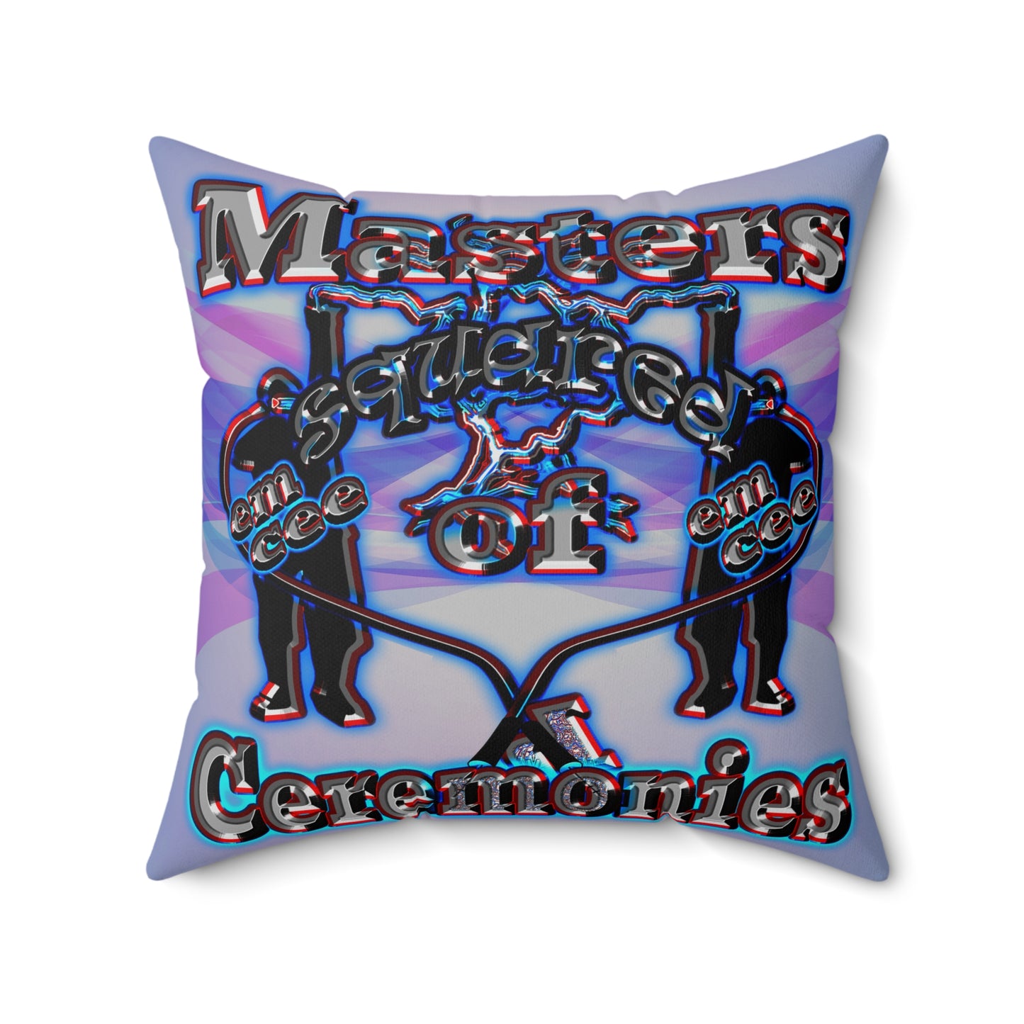 em cee squared - Spun Polyester Square Pillow - (light blue-pink wave)