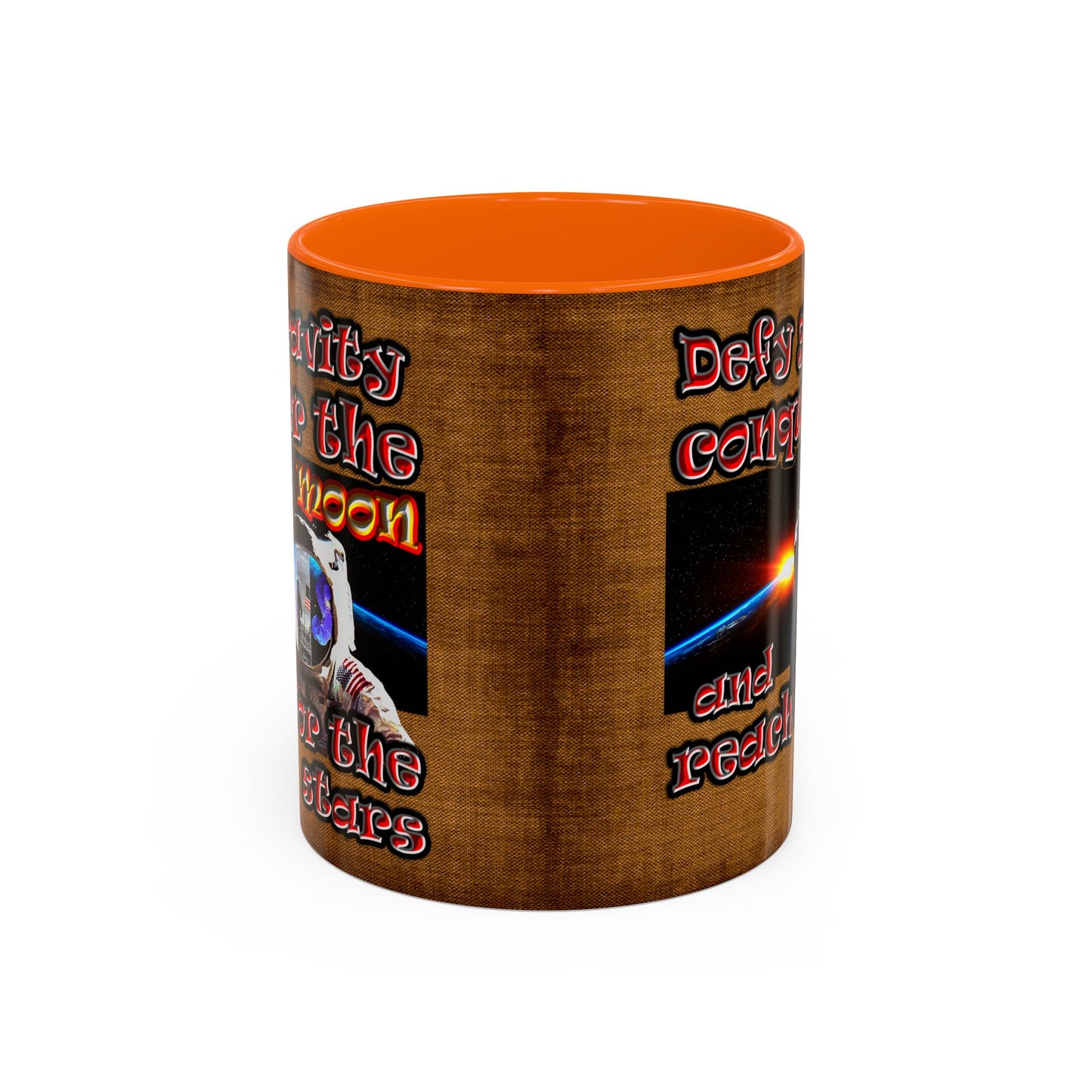 defy conquer reach - Accent Mug (brown papyrus)