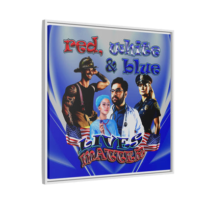 rw&b lives matter - framed canvas art (blue-white wave)