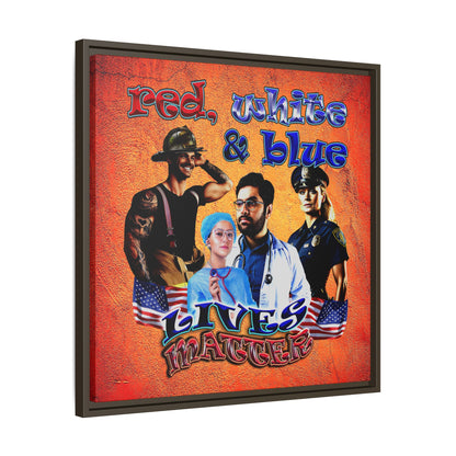 rw&b lives matter - framed canvas art (burnt orange)