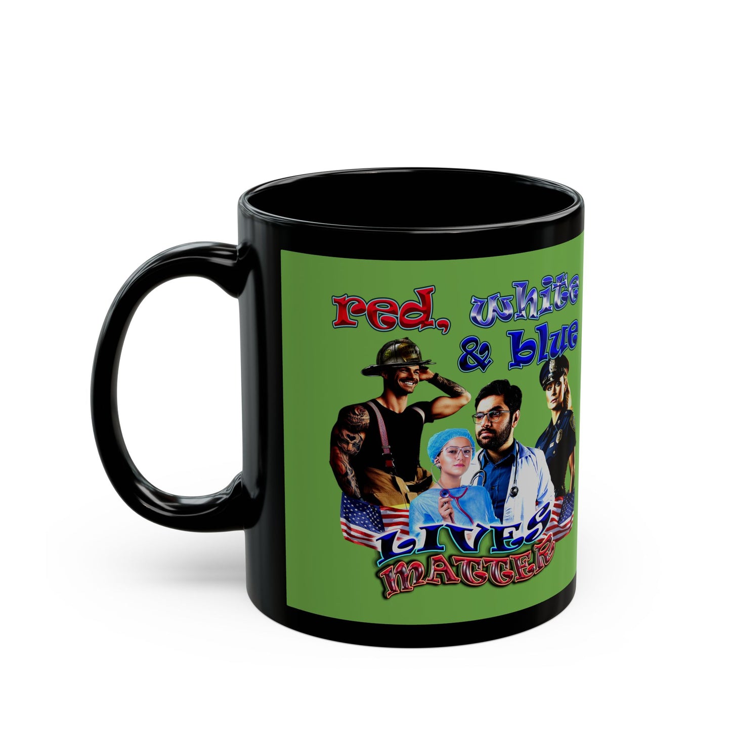 rw&b lives matter - Black Mug (green)