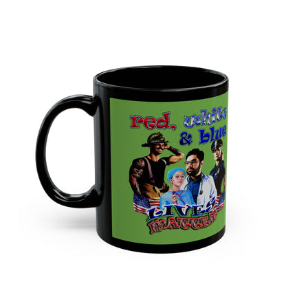 rw&b lives matter - Black Mug (green)