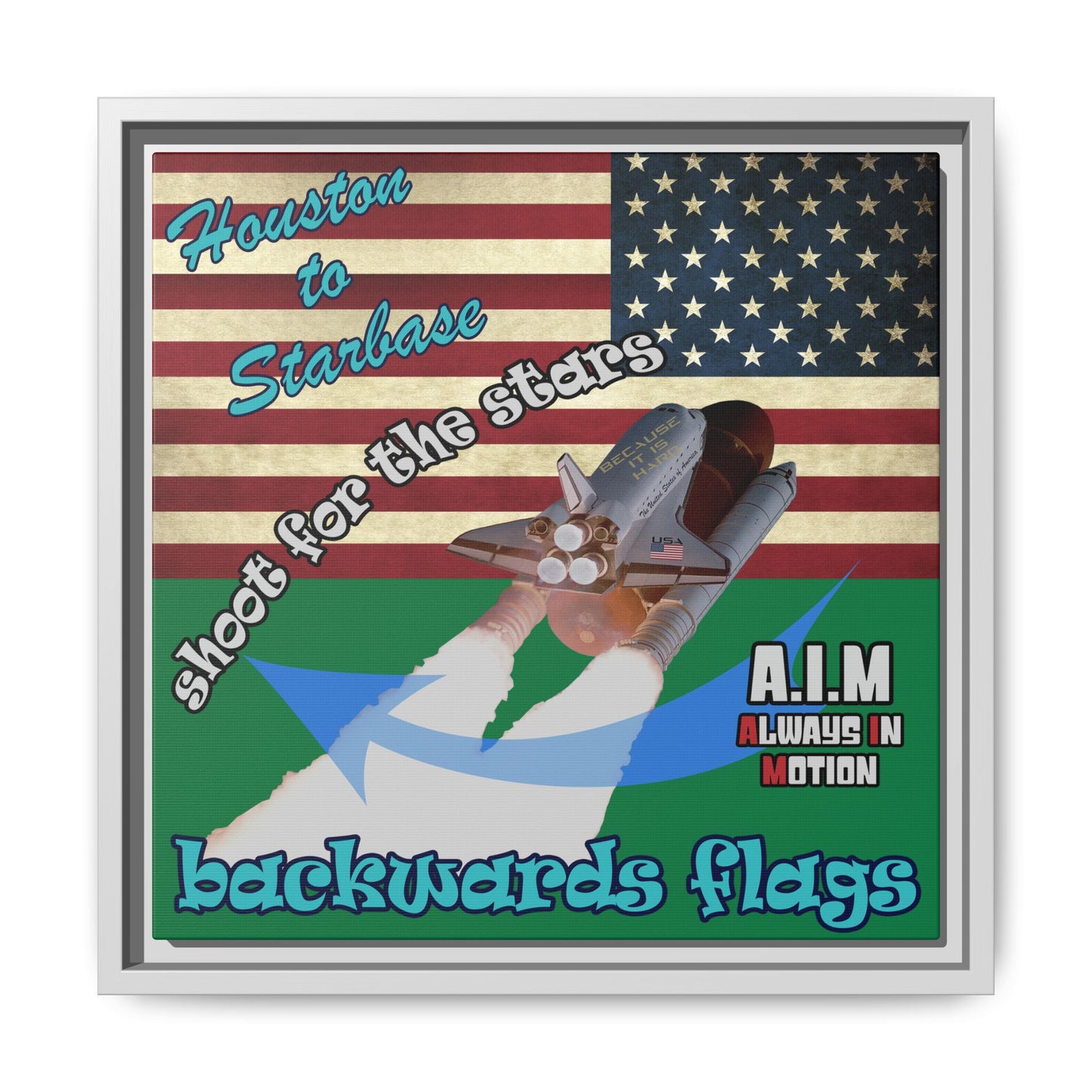 shoot for the stars - framed canvas art (dark green)