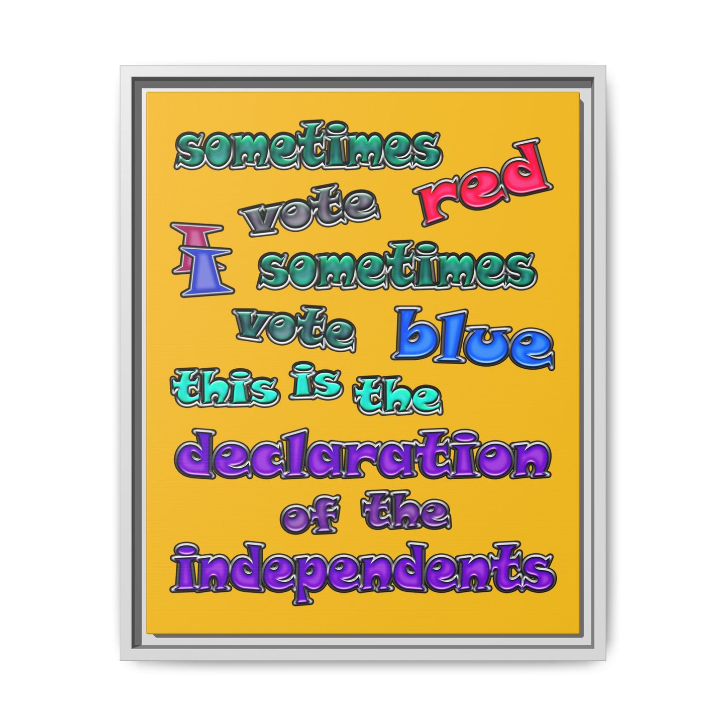 declaration of the independents - framed canvas art (yellow)