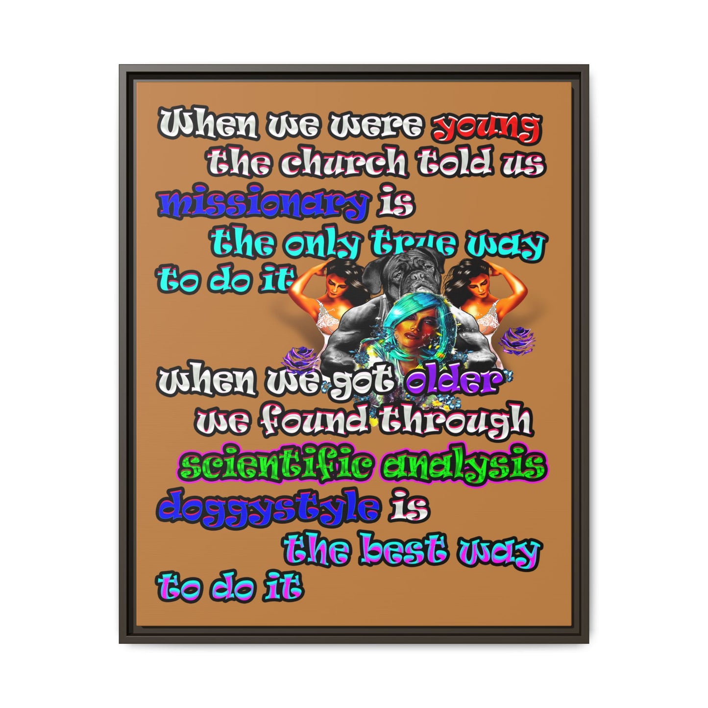 doggystyle - framed canvas art (light brown)