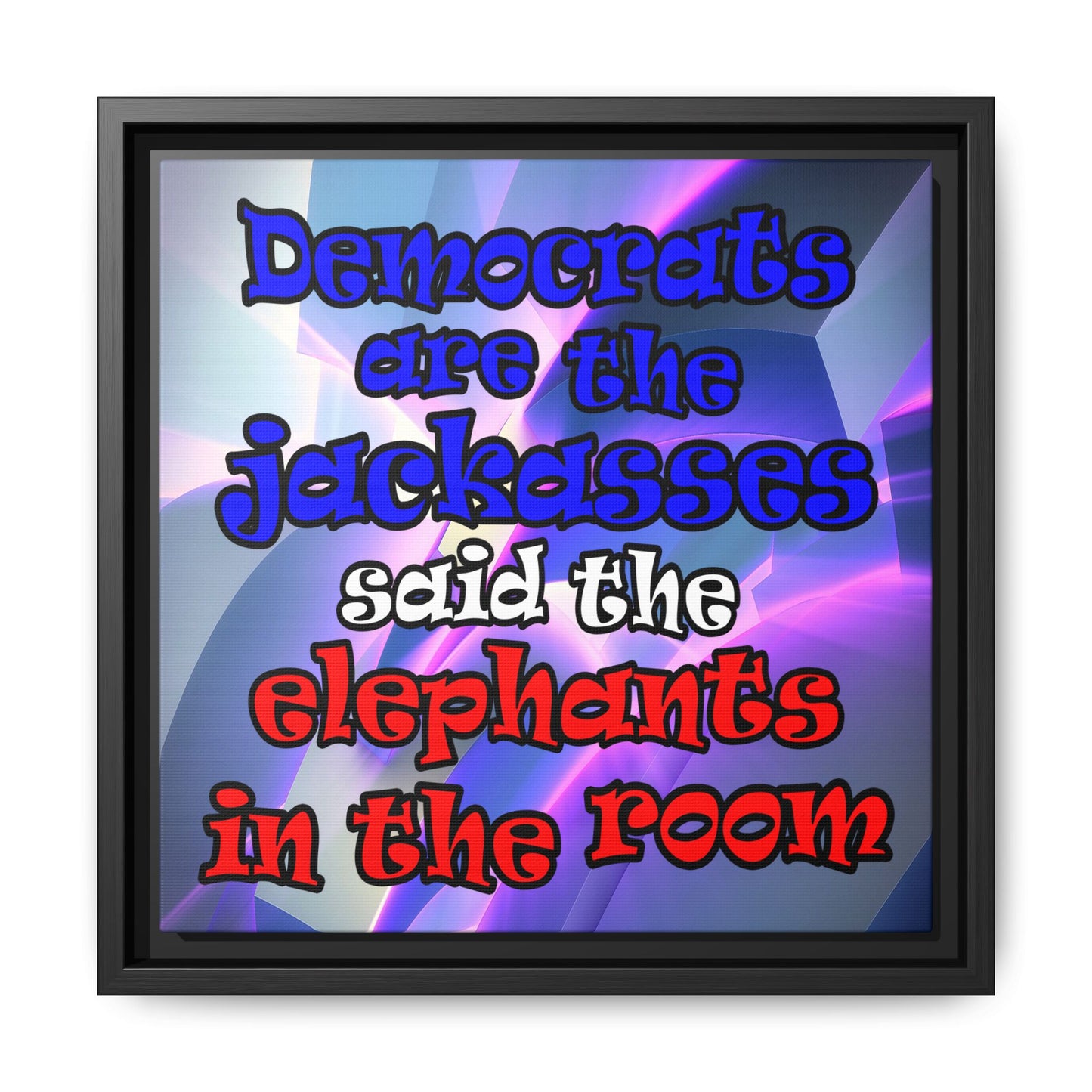 donkeys and elephants - framed canvas art (grey-pink wave)