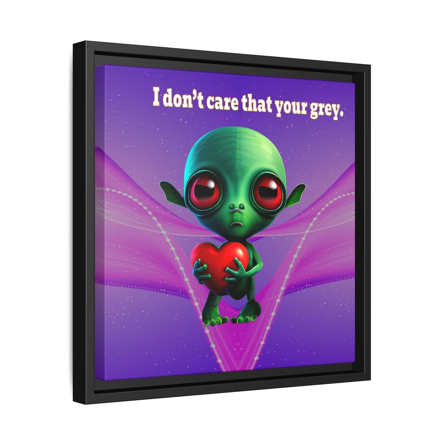 I don't care that your grey - framed canvas art (purple-pink wave)