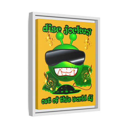 disc jockey - framed canvas art (yellow)