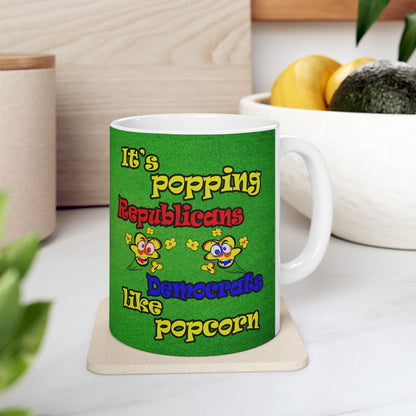popping like popcorn - White Mug (green turf)