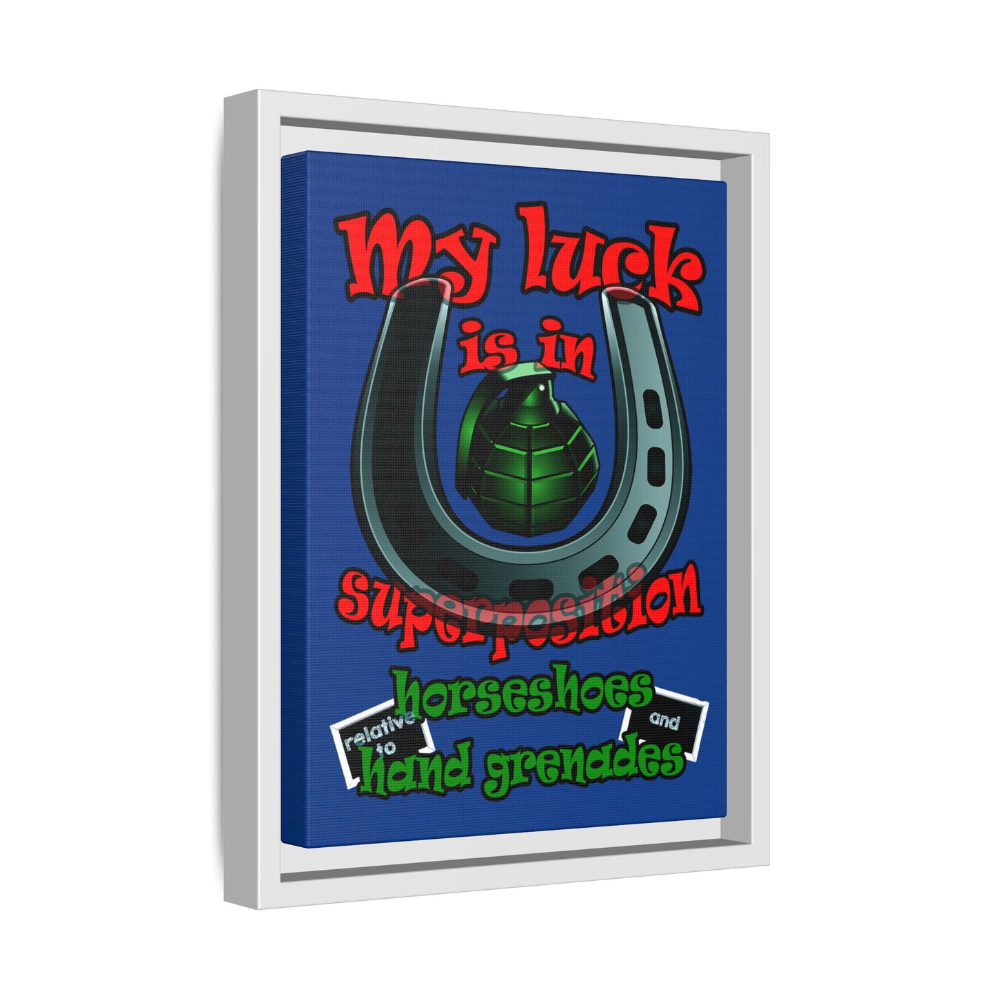 my luck - framed canvas art (dark blue)