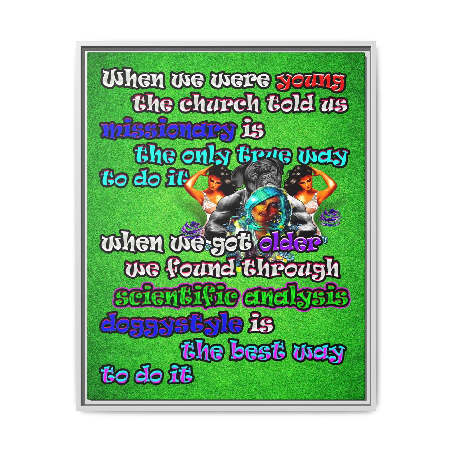doggystyle - framed canvas art (green turf)