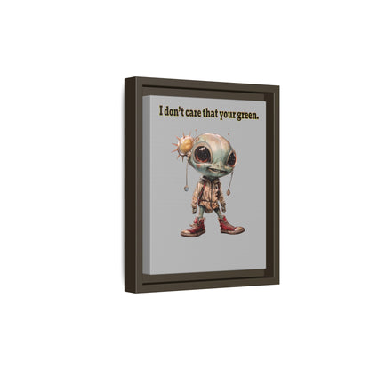 I don't care that your green - framed canvas art (light grey)