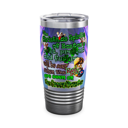 christmas spirits of boston - Ringneck Tumbler, 20oz (grey-pink wave)