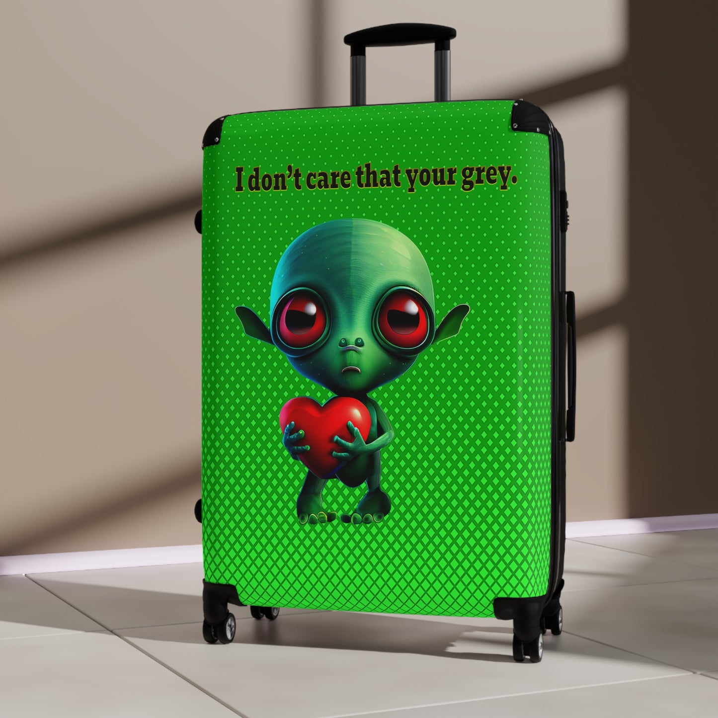I don't care that your grey - Suitcase (logo green)