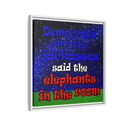 donkeys and elephants - framed canvas art ('snoops' background)