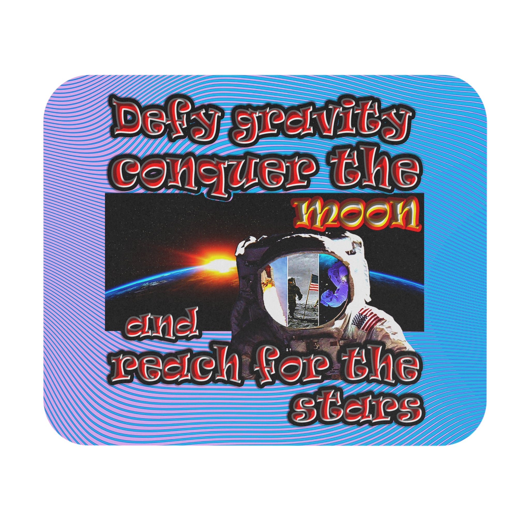 defy conquer reach - Mouse Pad (Rectangle) (light blue-purple wave)