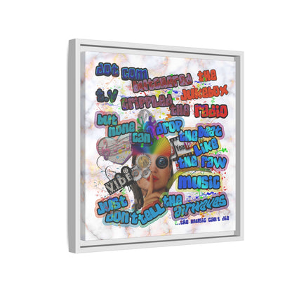 drop the beat - framed canvas art (white marble)