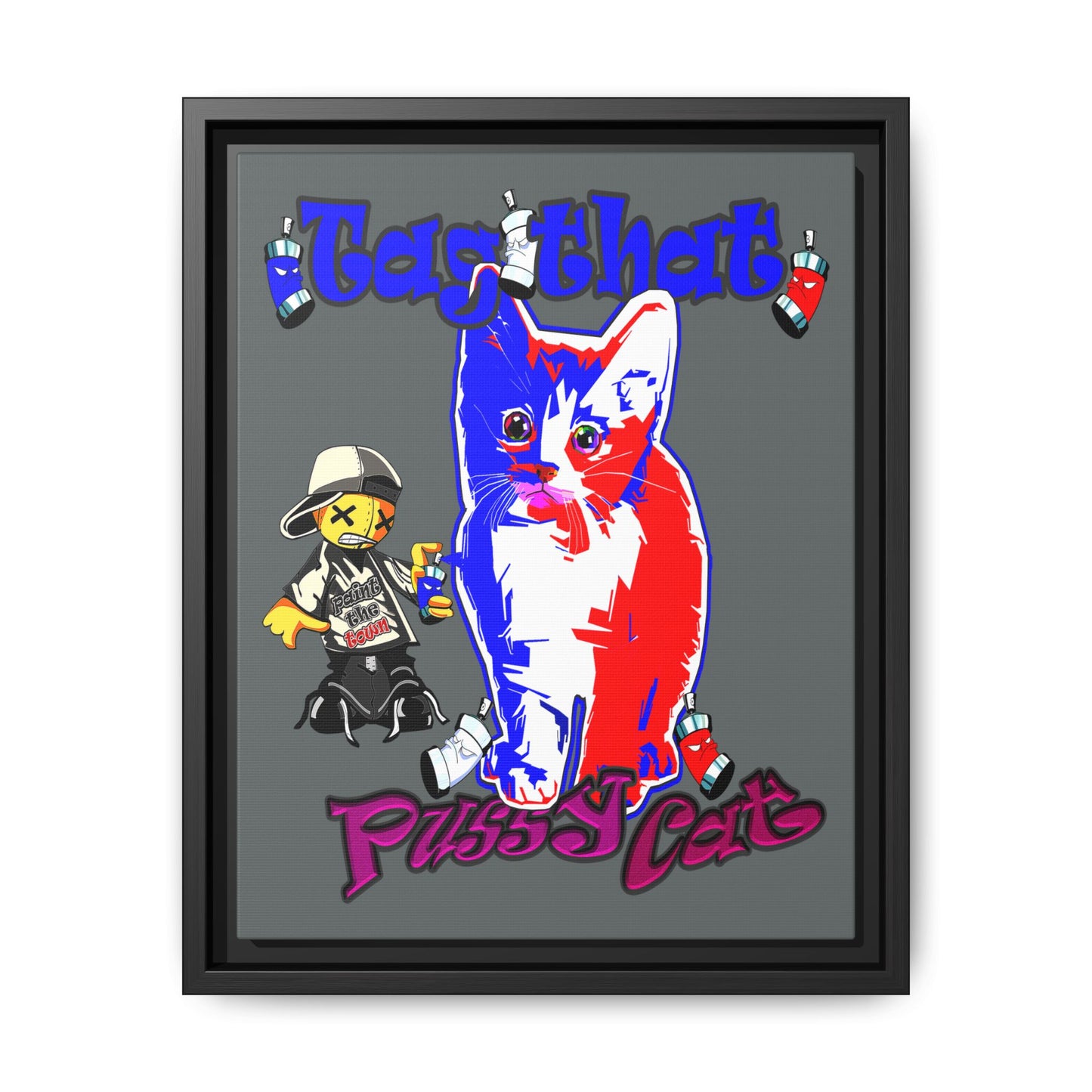tag that - framed canvas art (dark grey)
