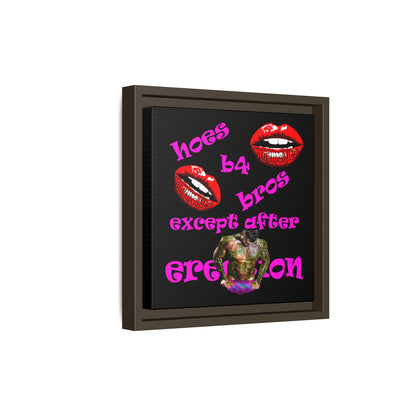 hoes b4 bros - framed canvas art (black)