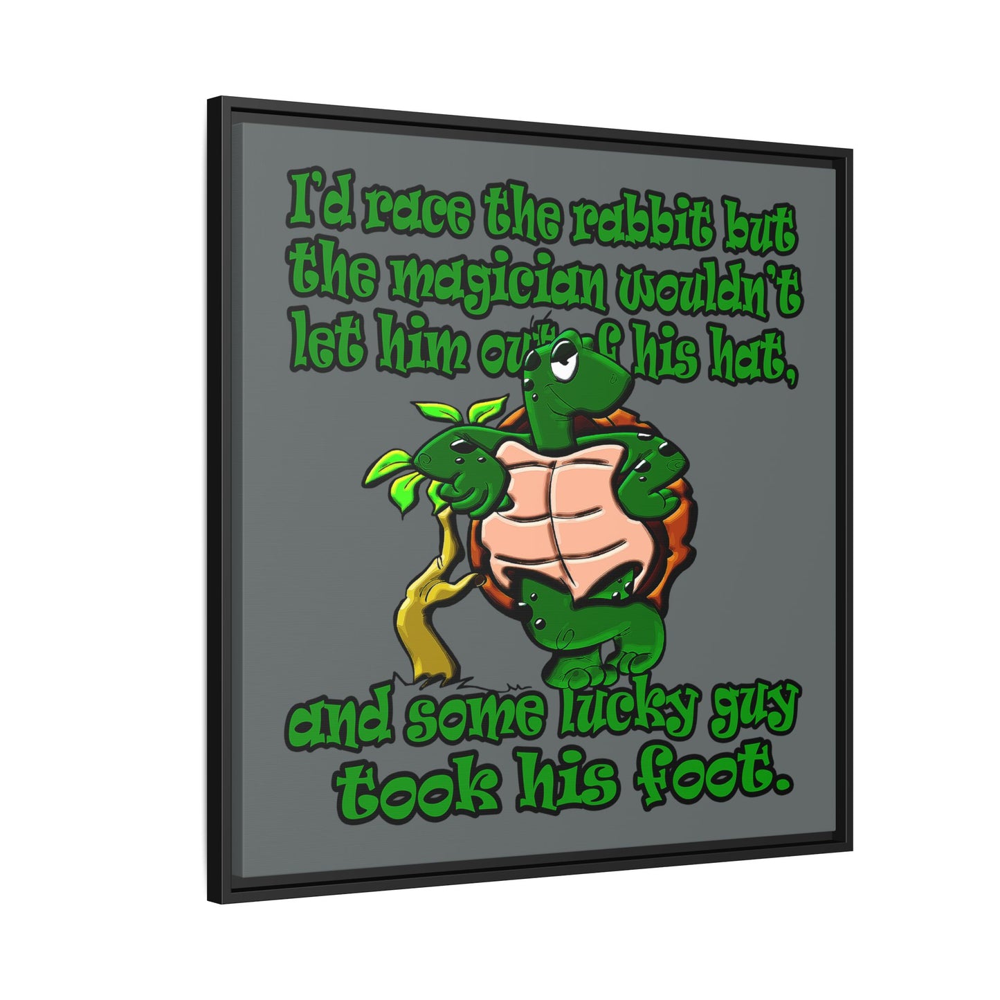 turtle race - framed canvas art (dark grey)