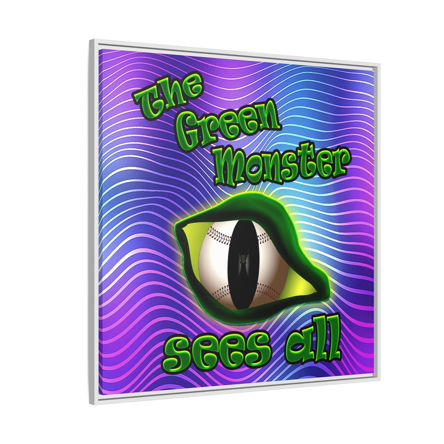 green monster - framed canvas art (purple wave)