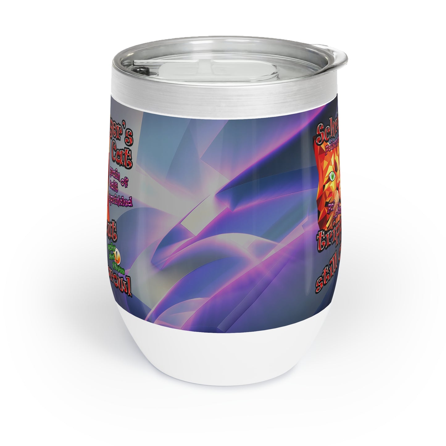 schrodinger's cat - Chill Wine Tumbler (grey-pink wave)