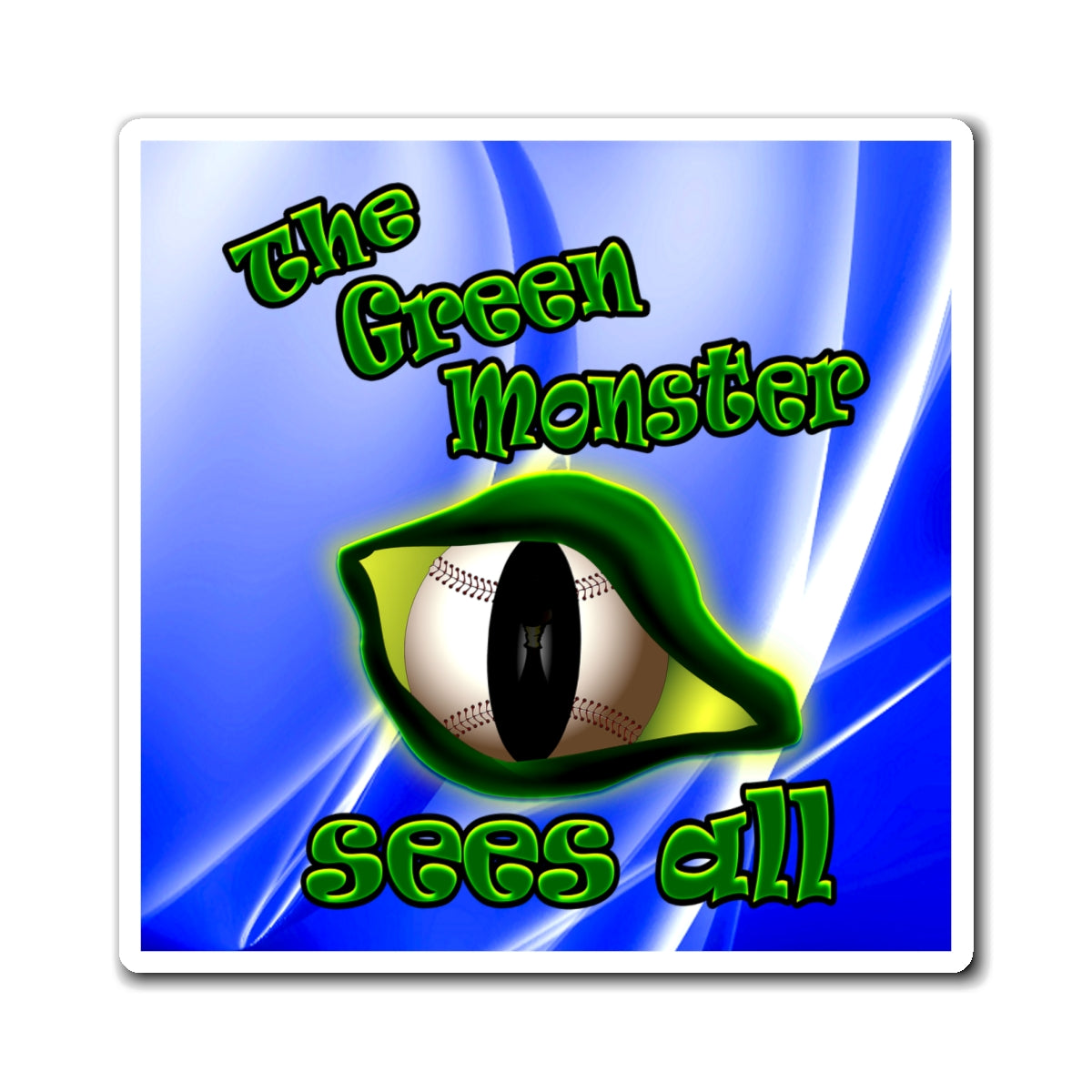 green monster - Magnets - (blue-white wave)