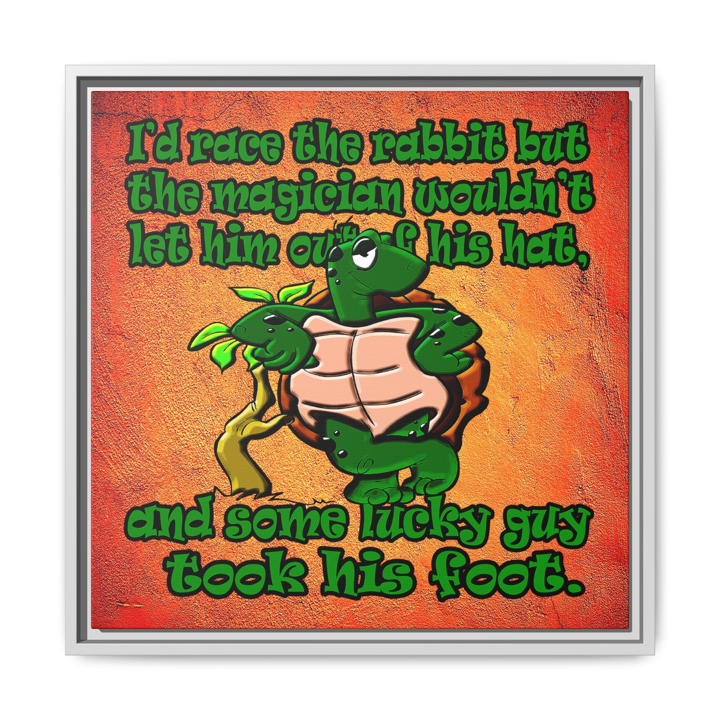 turtle race - framed canvas art (burnt orange)