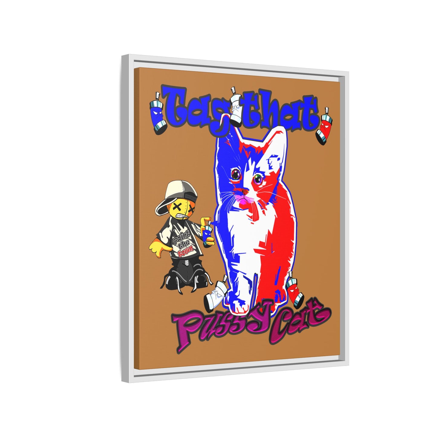 tag that - framed canvas art (light brown)