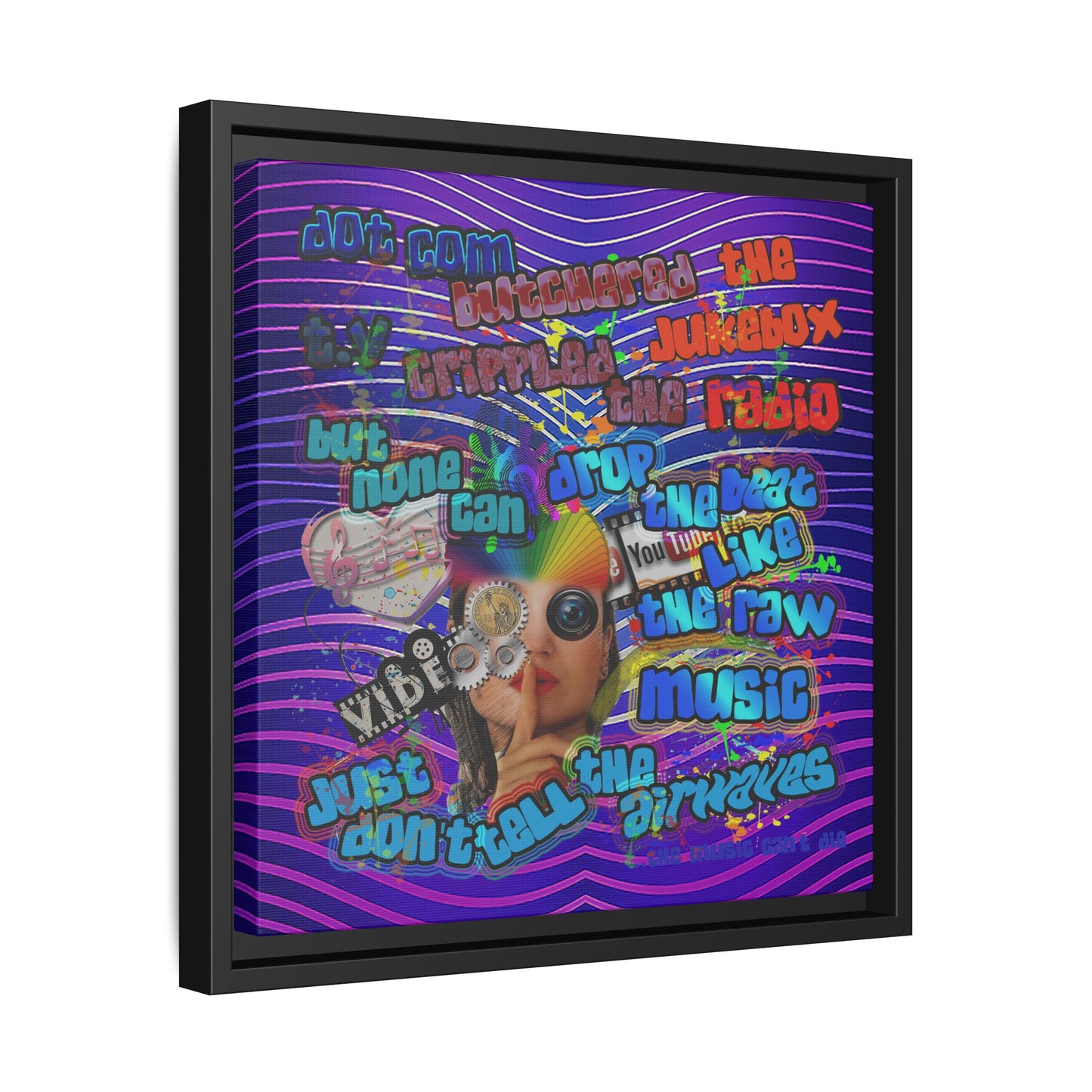 drop the beat - framed canvas art (purple wave)