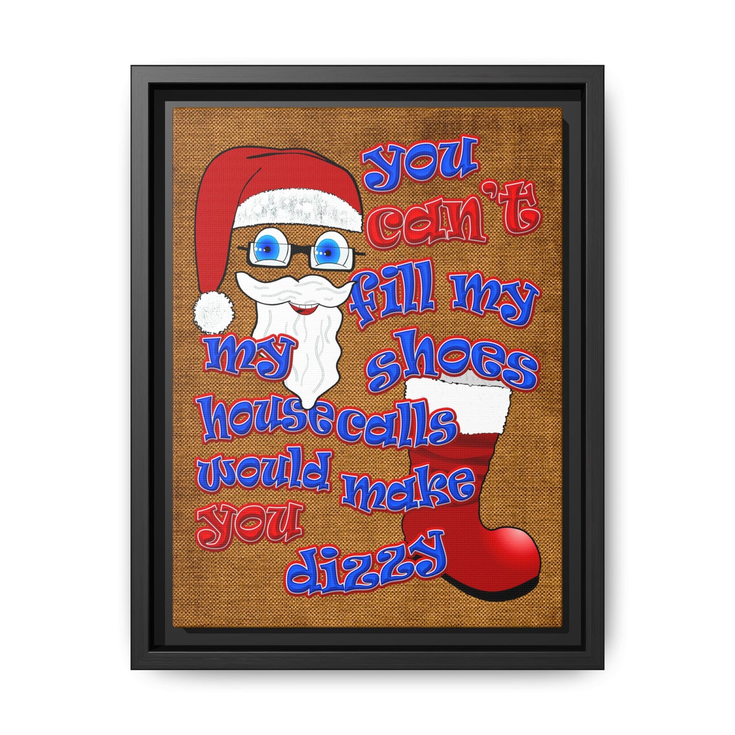 santa's shoes - framed canvas art (brown papyrus)