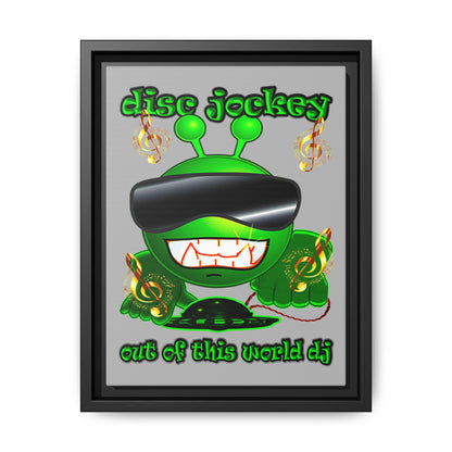 disc jockey - framed canvas art (light grey)