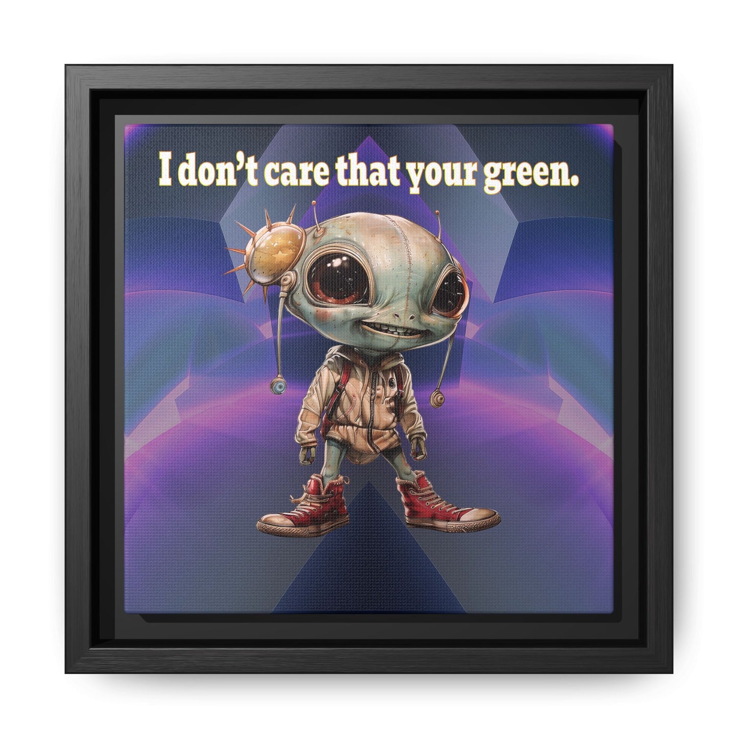 I don't care that your green - framed canvas art (grey-pink wave)