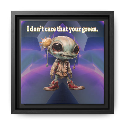 I don't care that your green - framed canvas art (grey-pink wave)