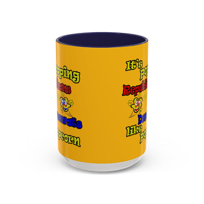 popping like popcorn - Accent Mug (yellow)