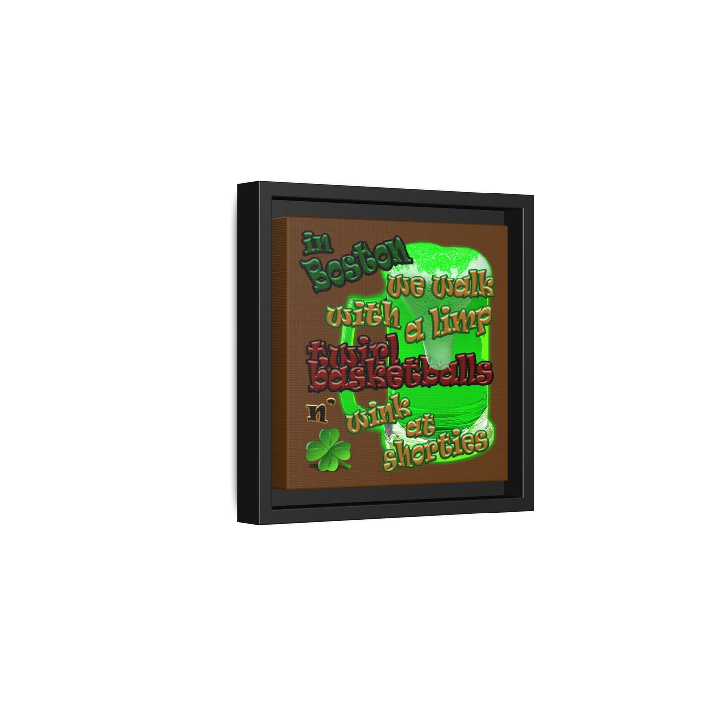 celtics logo - framed canvas art (brown)