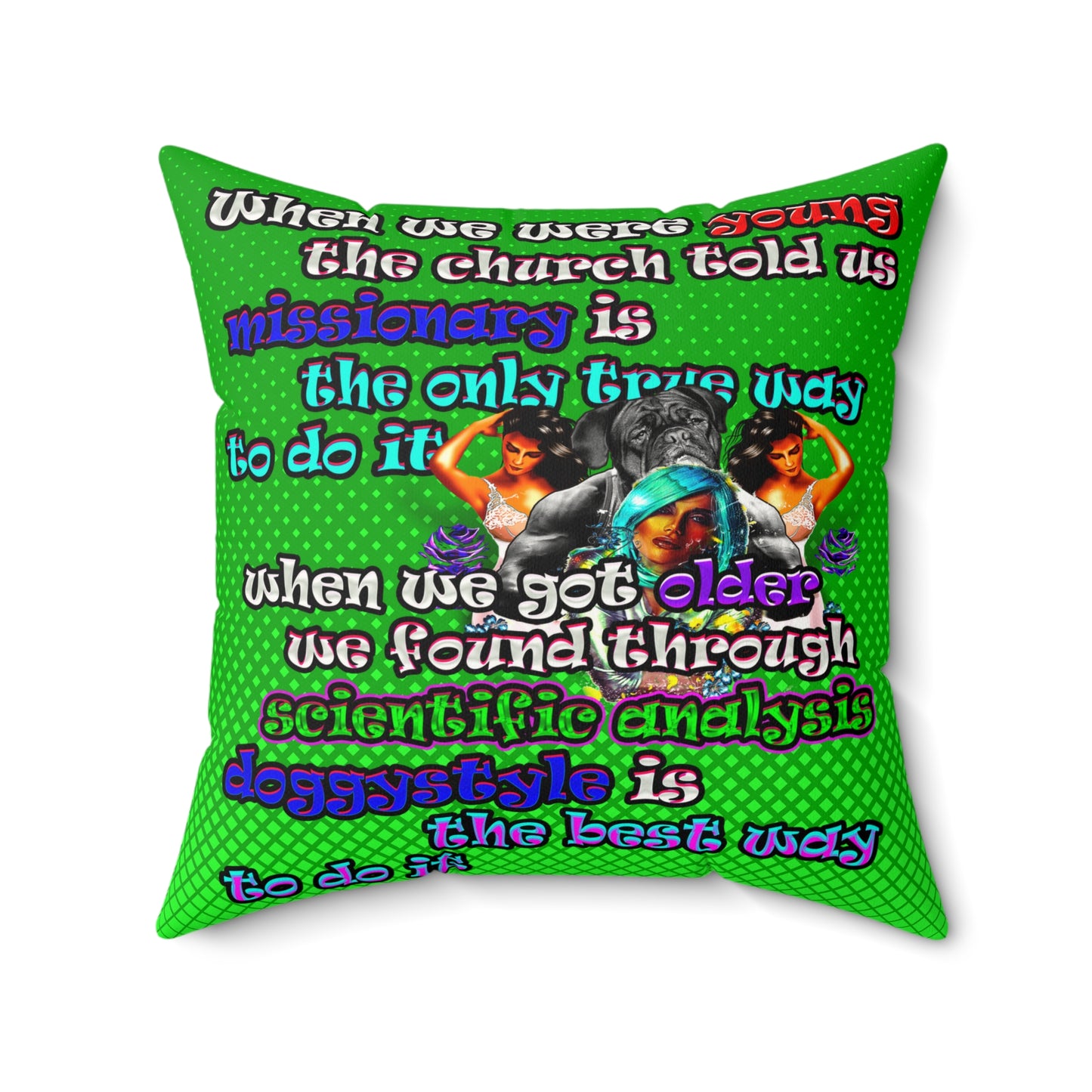 doggystyle - Faux Suede Square Pillow - (logo green)