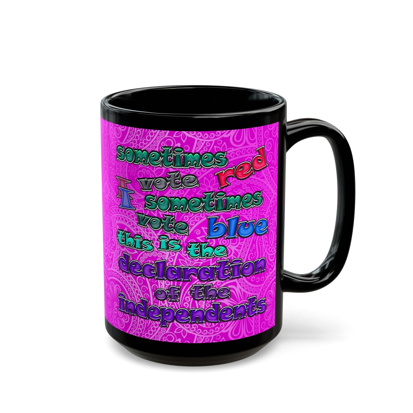 declaration of the independents - Black Mug (pink swirl)