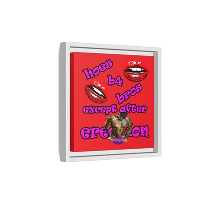 hoes b4 bros - framed canvas art (red)