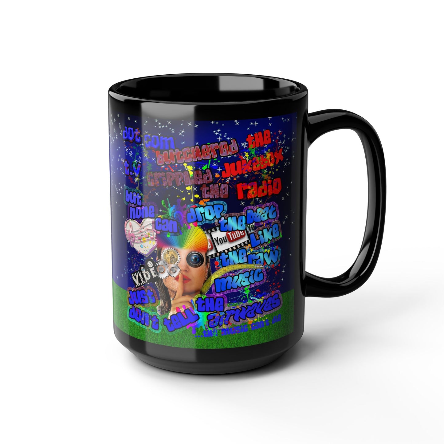 drop the beat - Black Mug ('snoops' background)