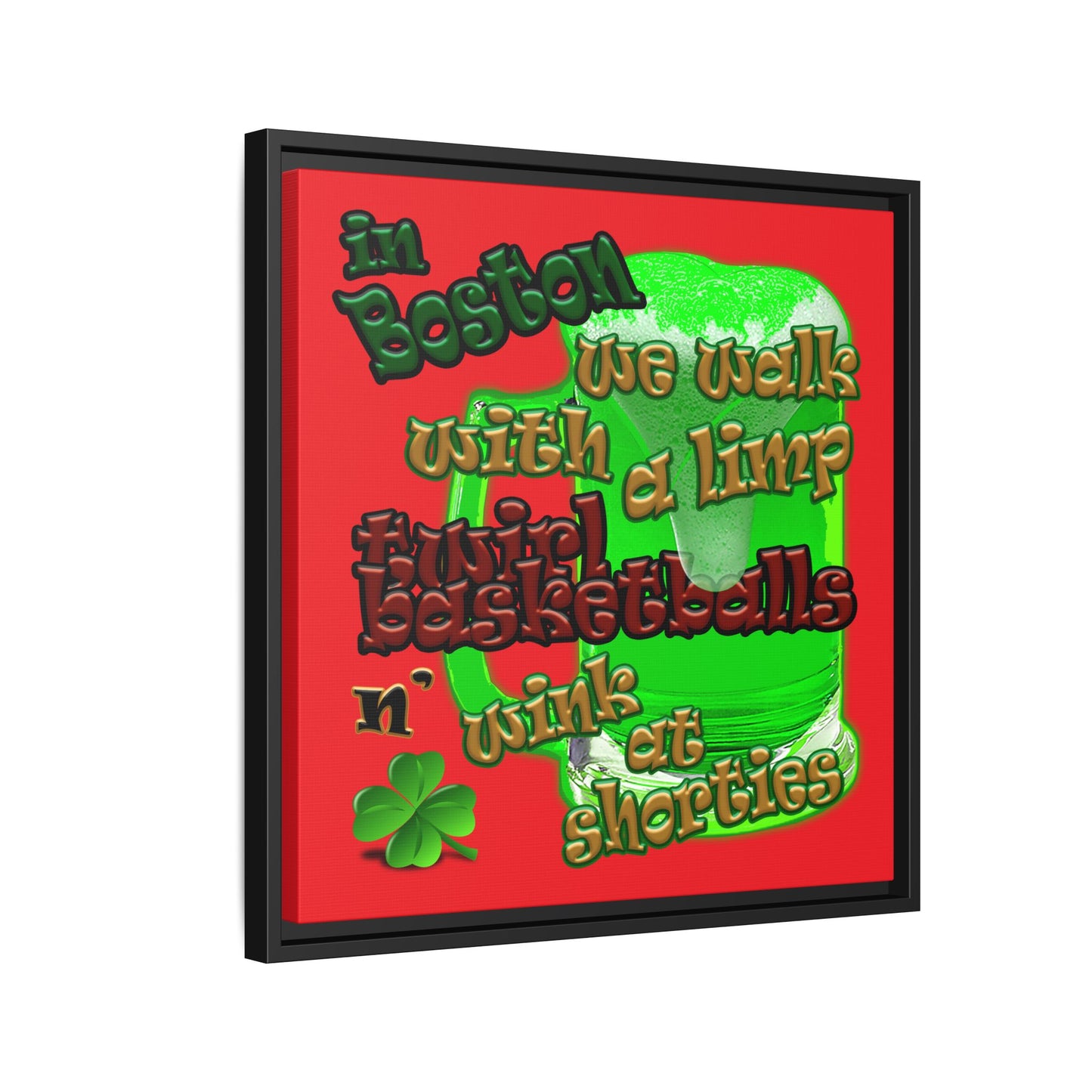 celtics logo - framed canvas art (red)