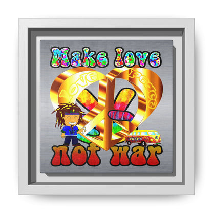 love peace - framed canvas art (brushed nickel)