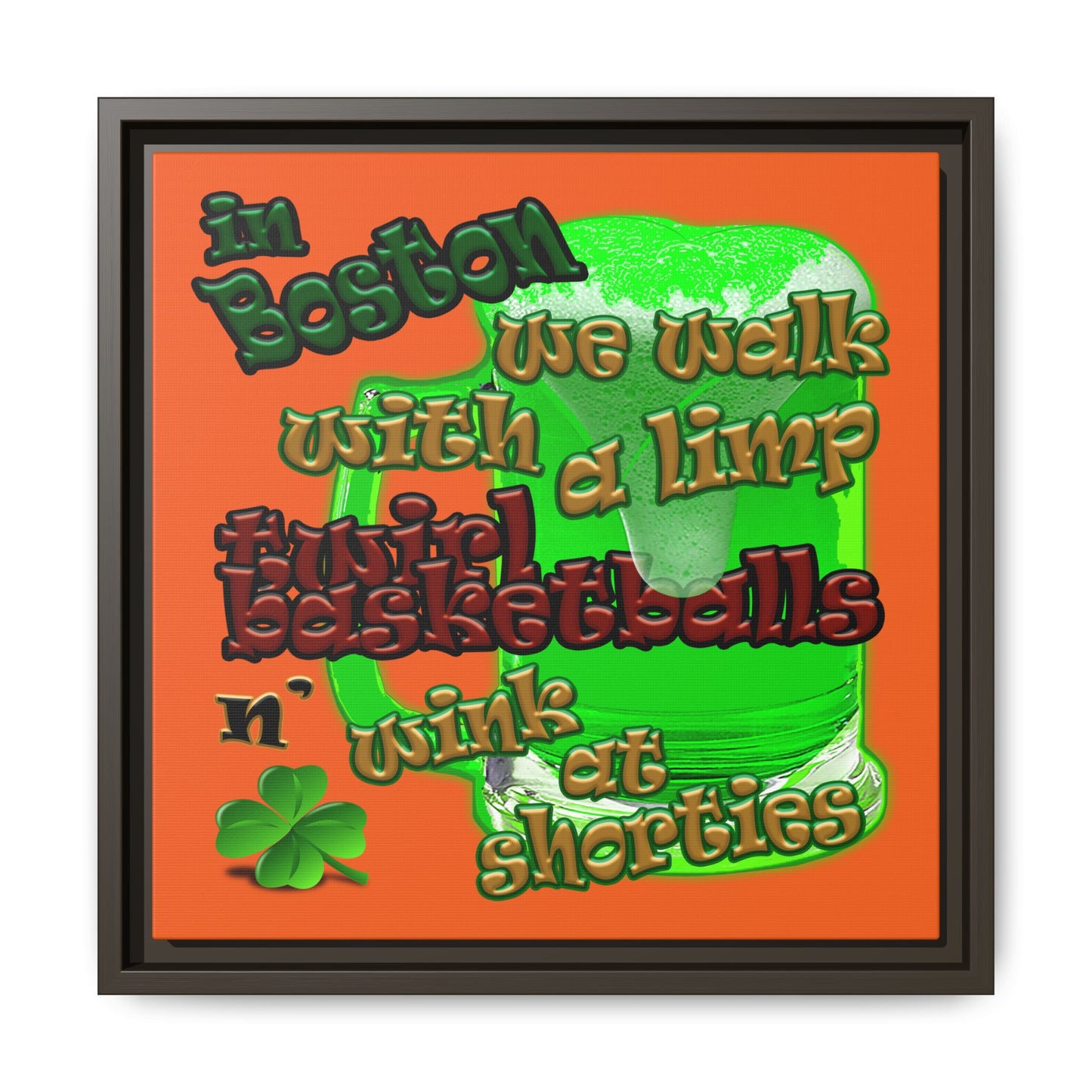 celtics logo - framed canvas art (orange)