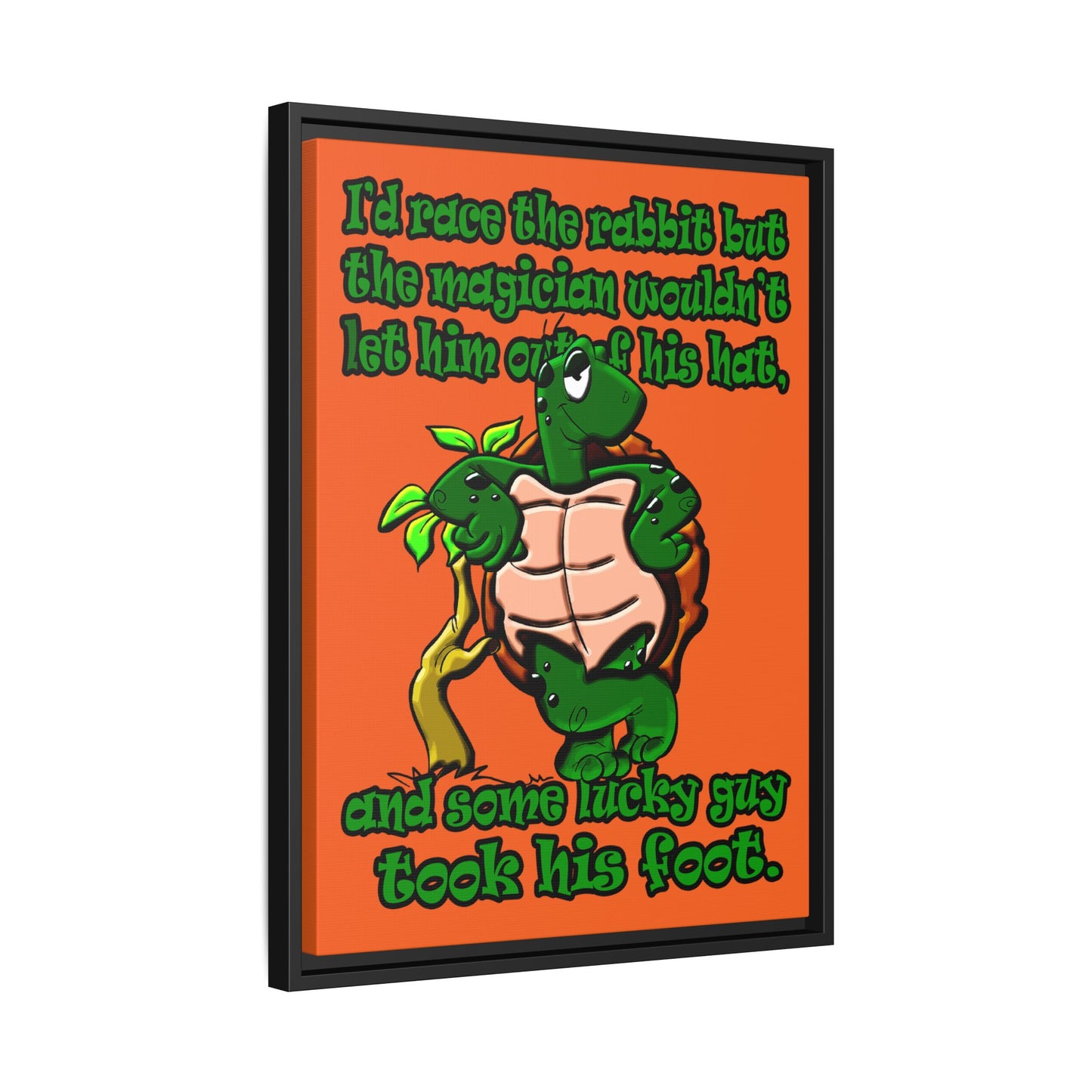 turtle race - framed canvas art (orange)