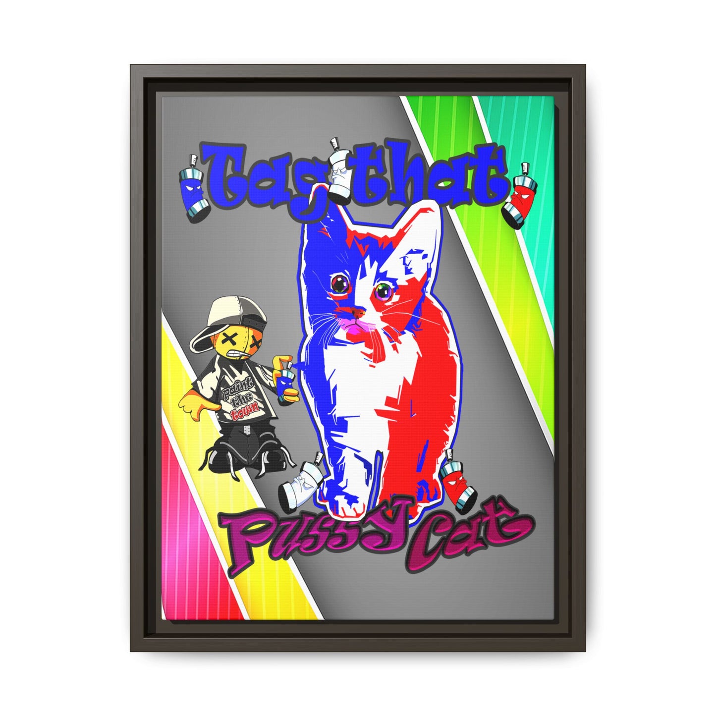tag that - framed canvas art (rainbow split)