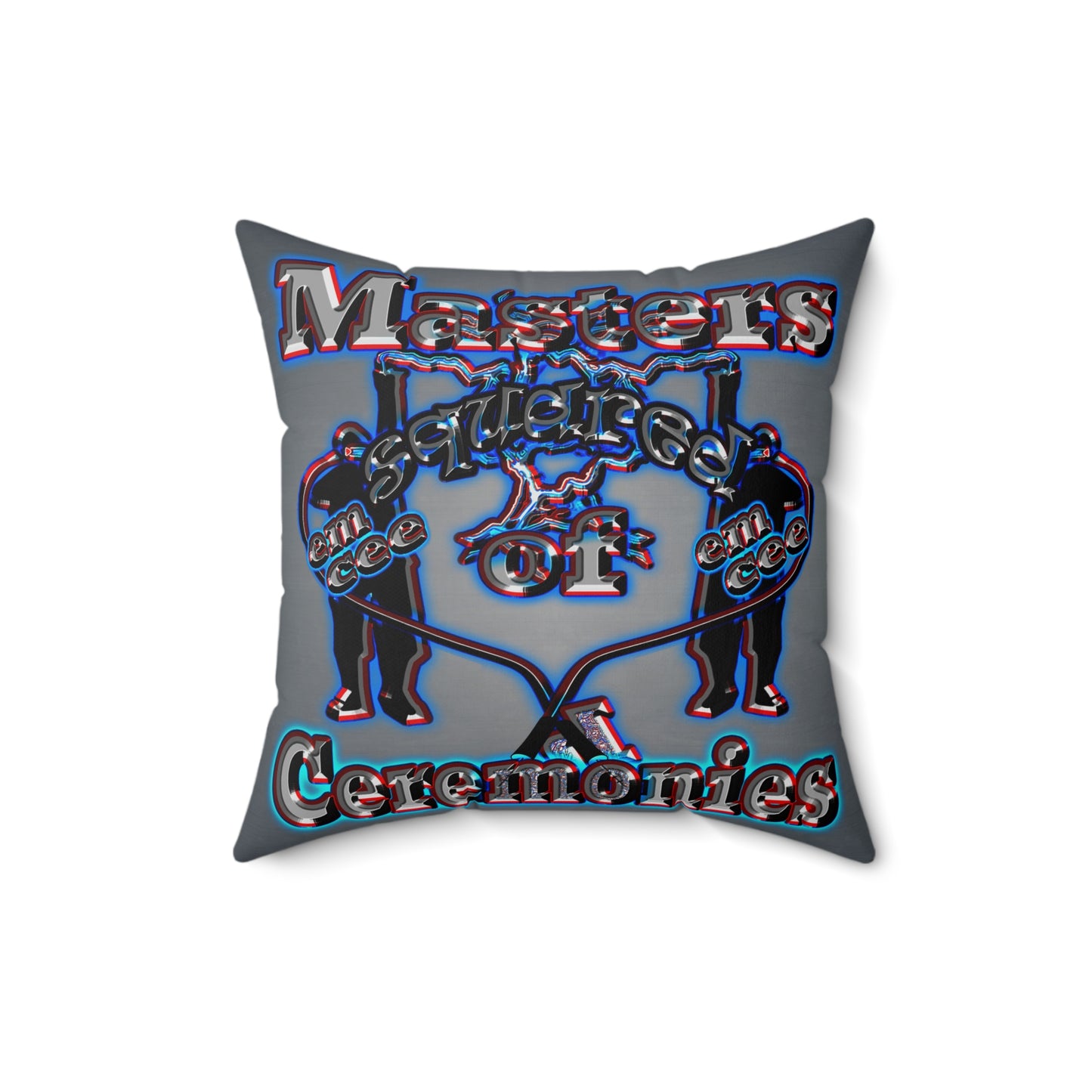 em cee squared - Spun Polyester Square Pillow - (grey-light grey)
