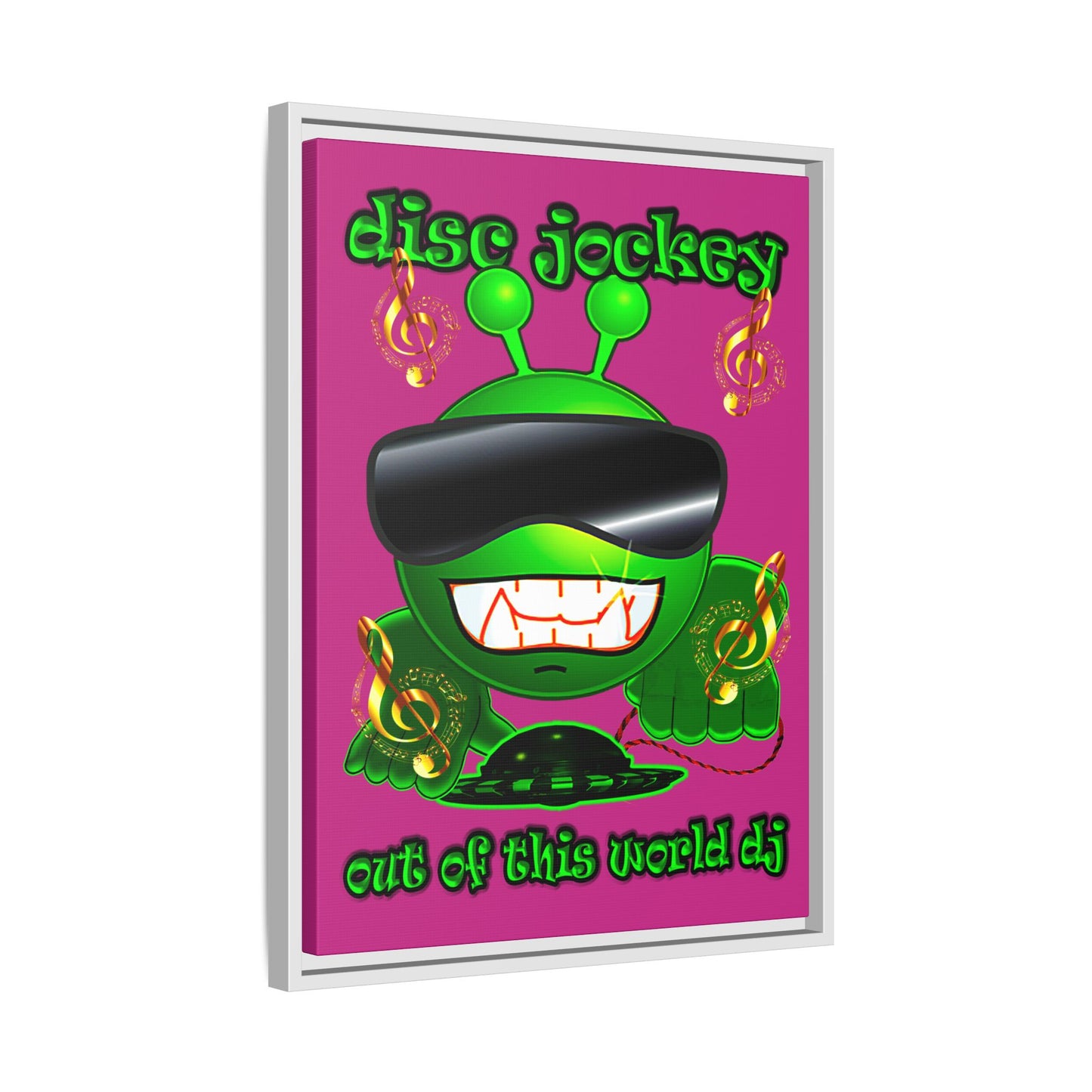 disc jockey - framed canvas art (pink)