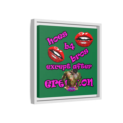 hoes b4 bros - framed canvas art (dark green)