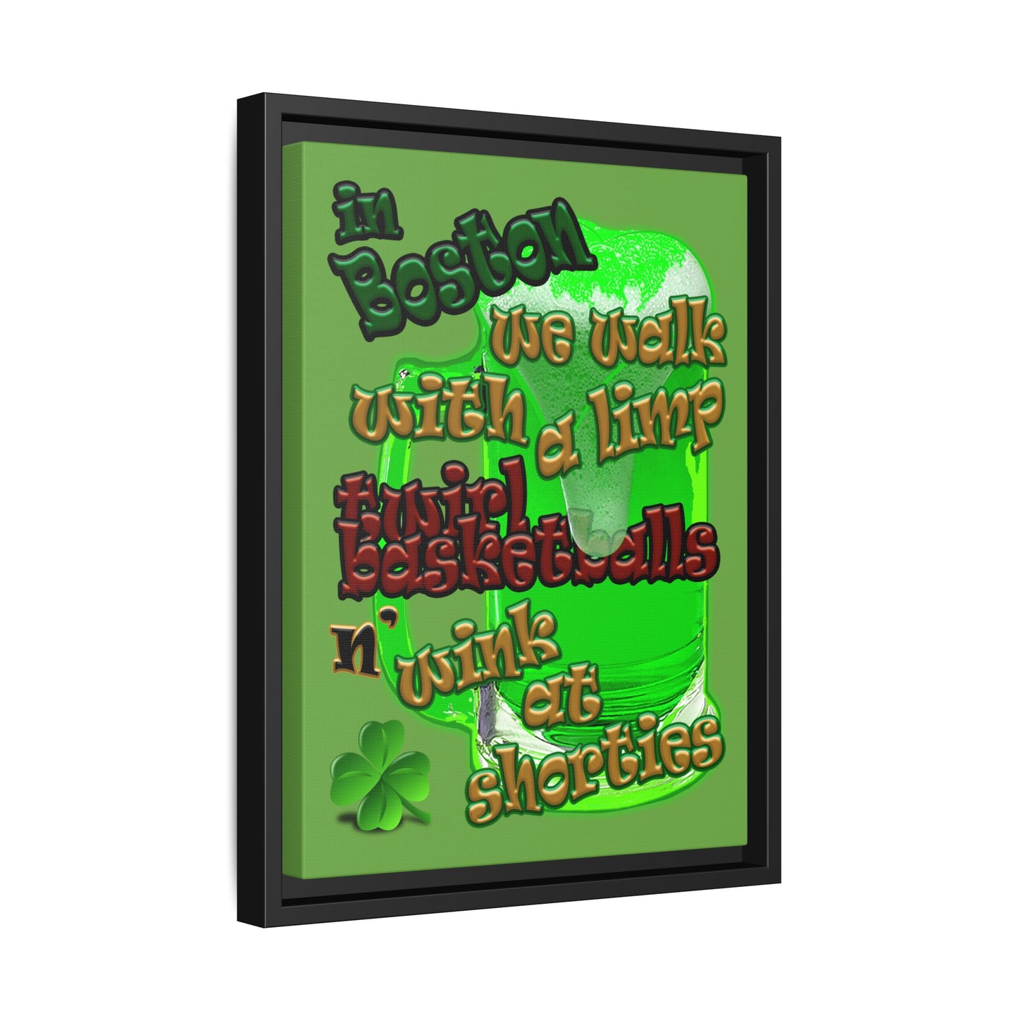 celtics logo - framed canvas art (green)