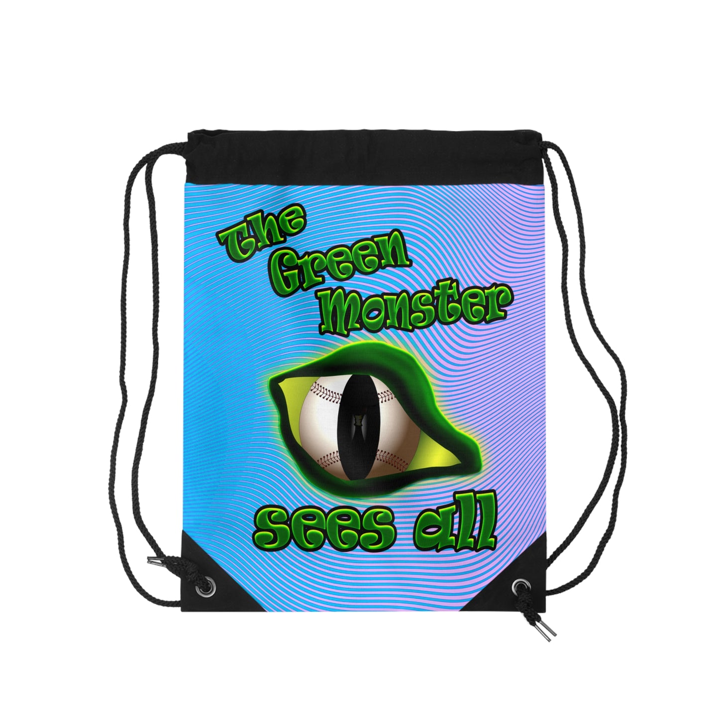 green monster - Drawstring Bag (light blue-purple wave)